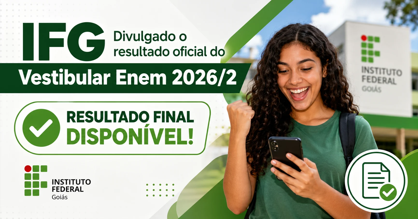 IFG – Divulgado o resultado oficial do Vestibular Enem 2026/2