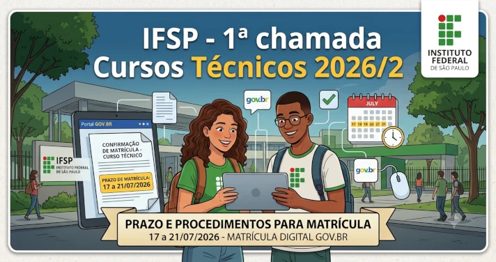 IFSP divulga 1ª chamada para cursos técnicos do segundo semestre 2026