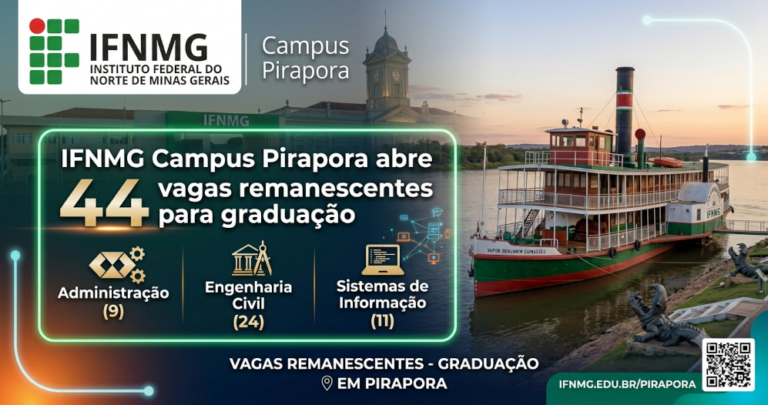 IFNMG Campus Pirapora abre 44 vagas remanescentes para graduação