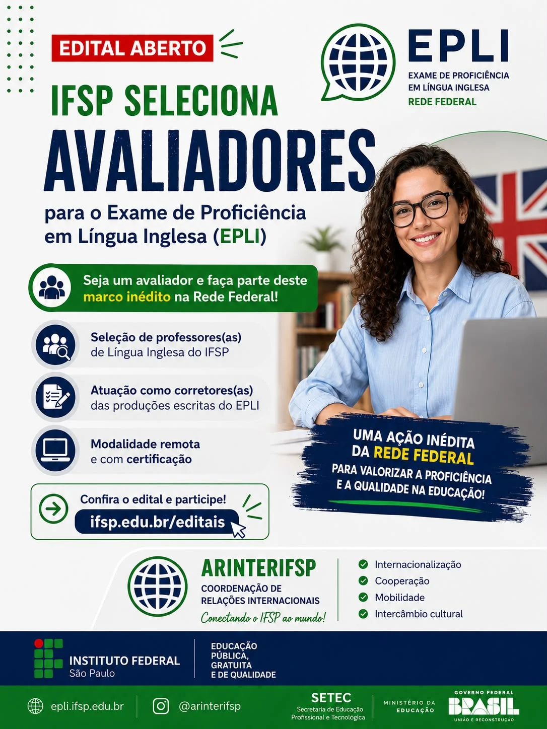 Professores de inglês: IFS abre seleção para avaliadores de proficiência