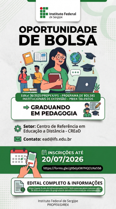 IFS oferece bolsa de extensão para estudantes de Pedagogia