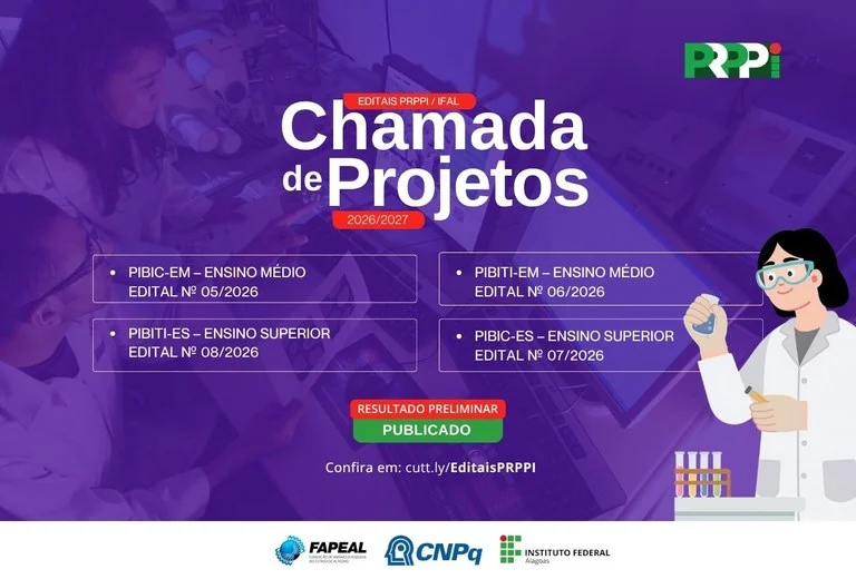 Ifal publica resultados preliminares de editais de pesquisa e inovação