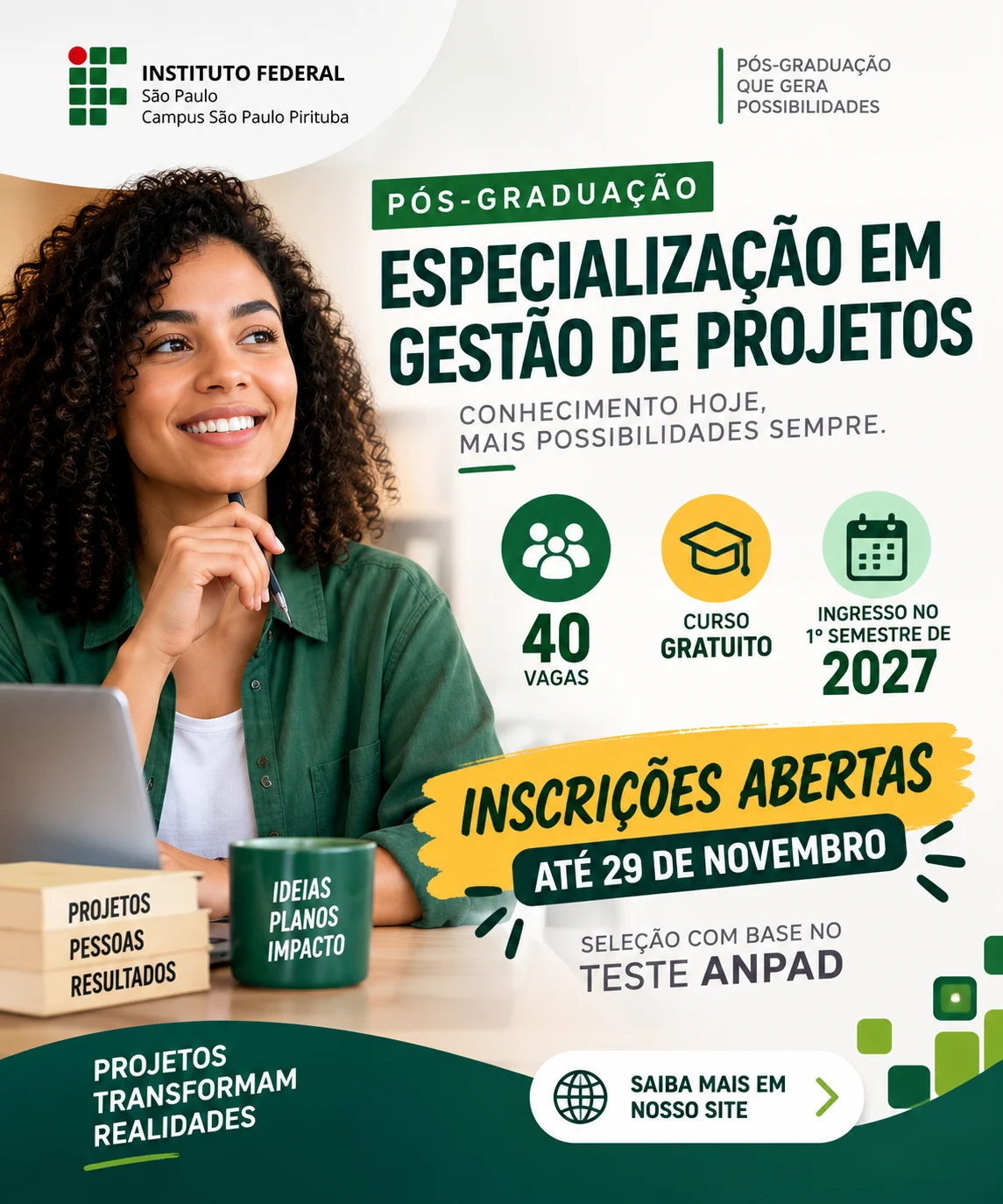 IFSP – Especialização gratuita em Gestão de Projetos no Campus Pirituba