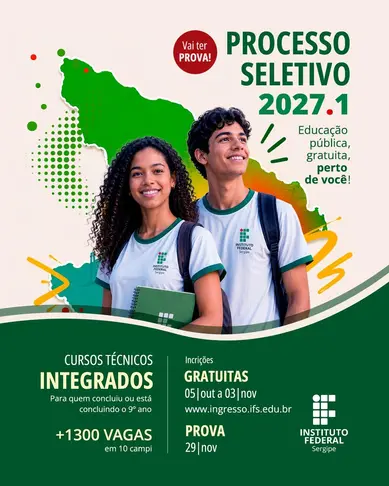 IFS – Oferece mais de 1.300 vagas em cursos técnicos integrados